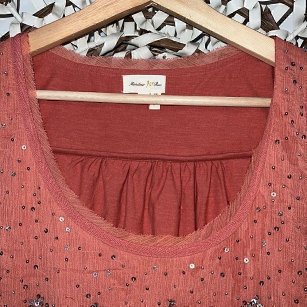 Meadow Rue for Anthropologie mauve beaded tank top size small - Picture 4 of 7